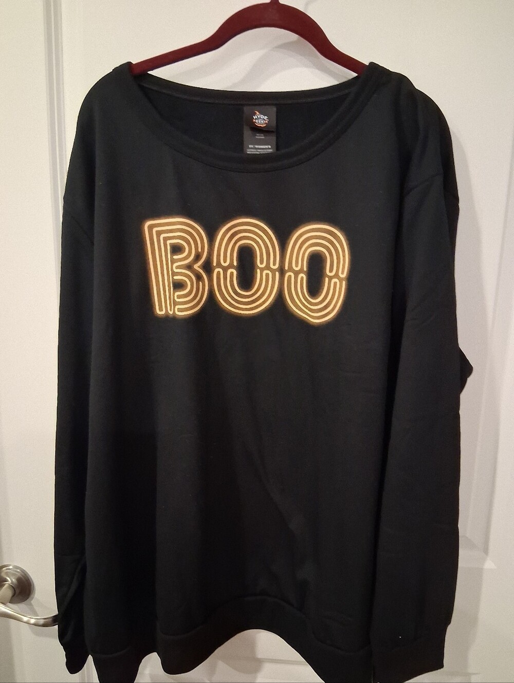 NEW Halloween Black 'BOO' Pullover Lightweight Sweatshirt Lady's 2X PLUS